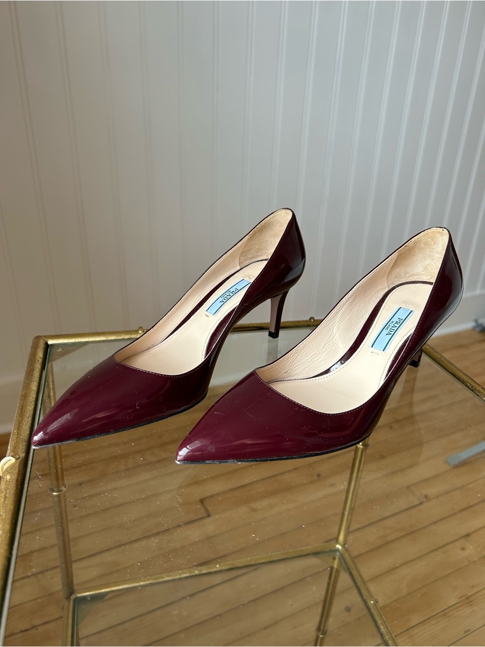 PRADA  Patent Leather Pointed Pumps in     Colour “amaranto”